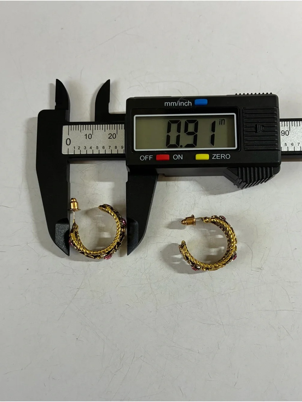 Gold GG Logo Hoop Earrings with Pink Crystal Flower Accents